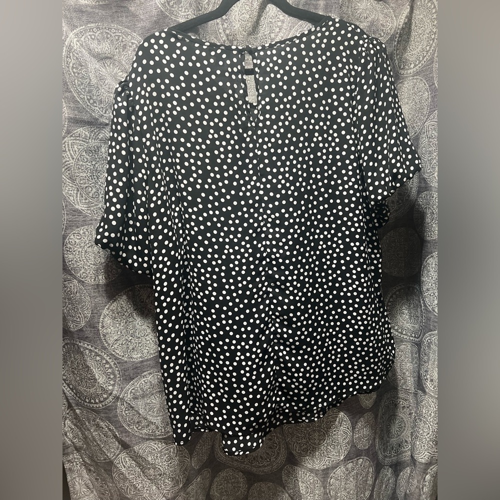 Torrid Black and White Polka Dot Blouse - Picture 3 of 6